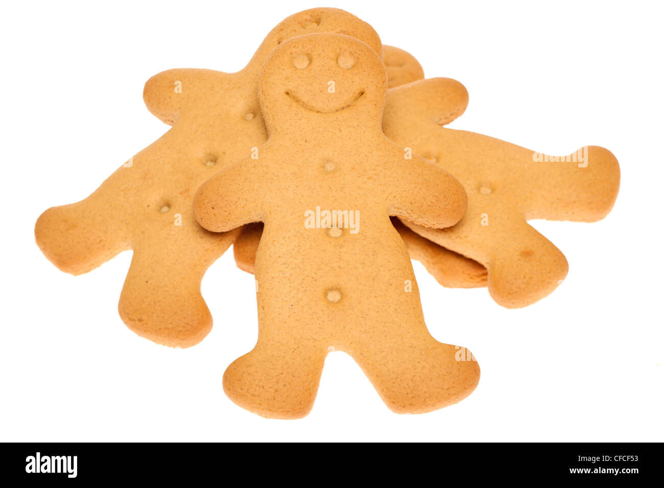 Pile of gingerbread men biscuits Stock Photo