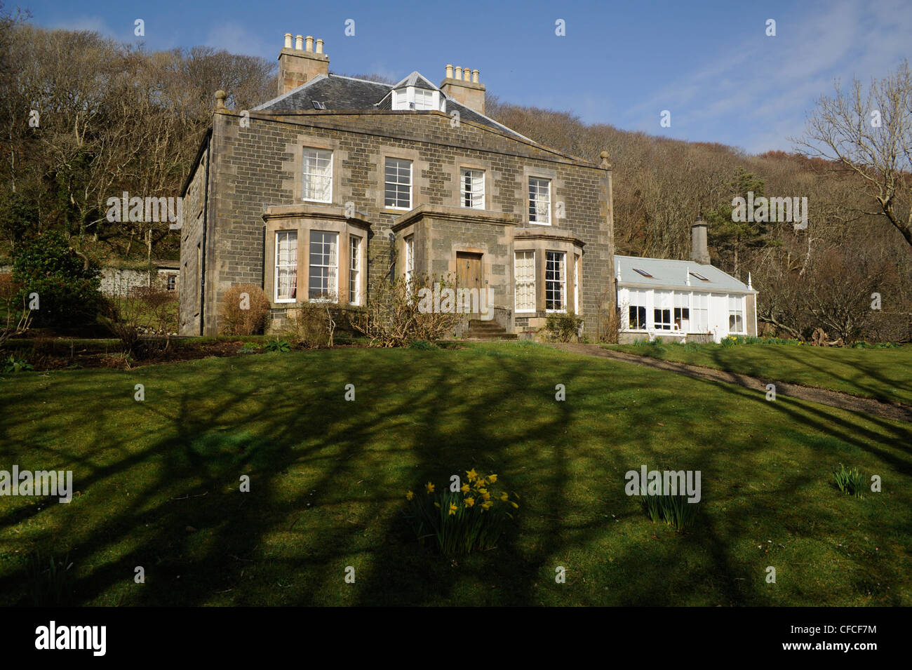 Canna House on the island of Canna in the Inner Hebrides off the west coast of Scotland. Stock Photo