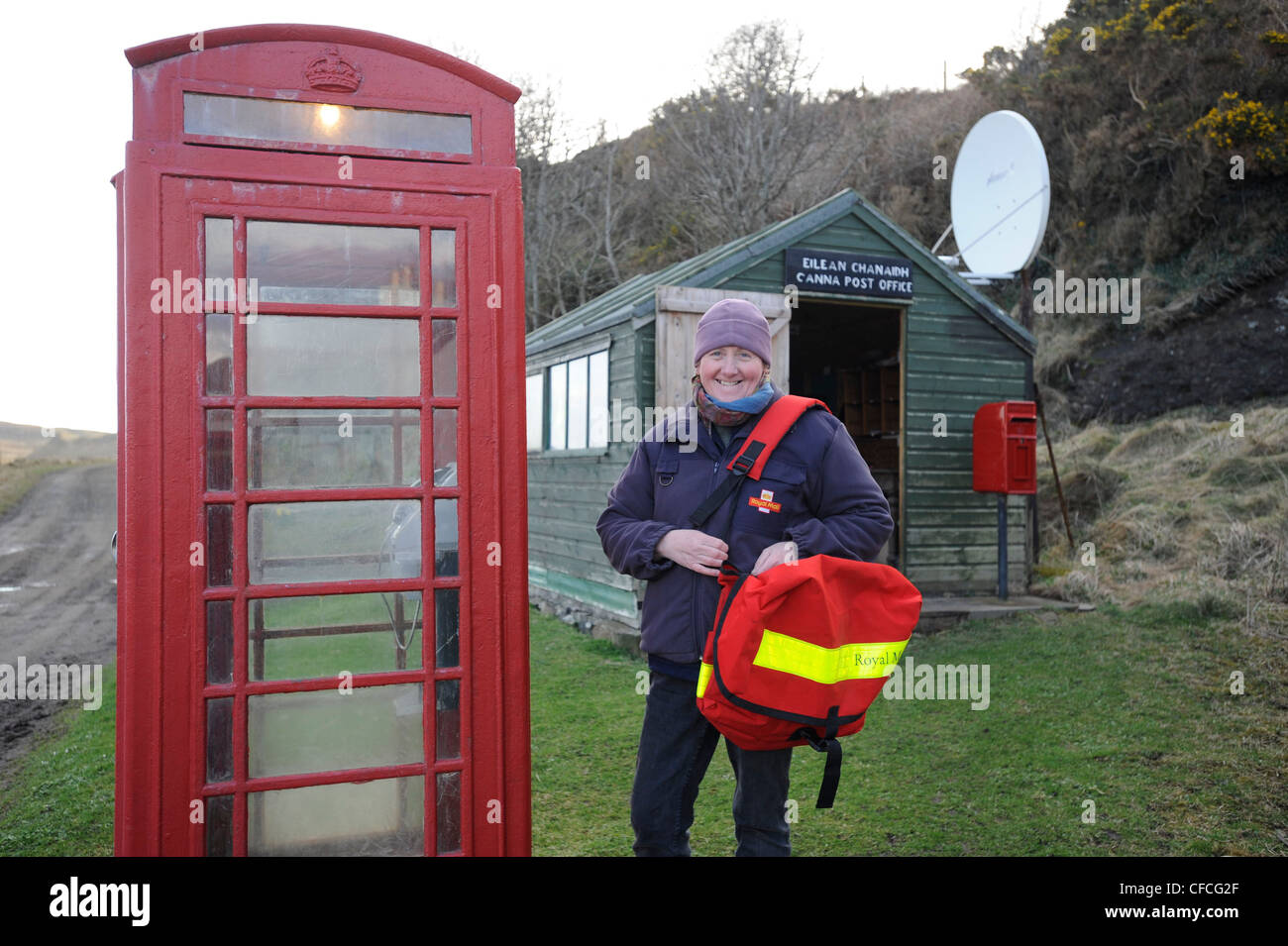 Winnie Mackinnon, postmistress on Canna. The island of Canna in the Inner Hebrides off the west coast of Scotland. Stock Photo