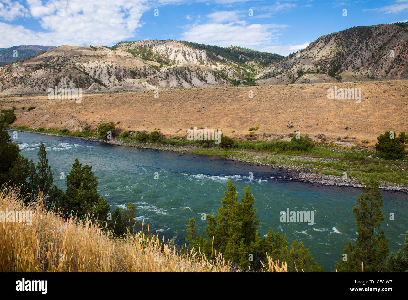 Yellowstone River along scenic highway US 89, Montana. Stock Photo