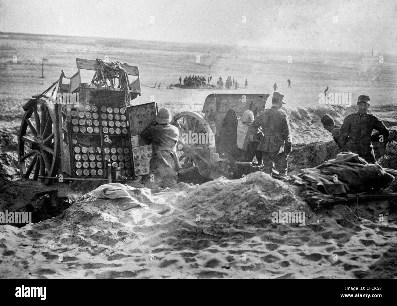 Tripoli - artillery outpost in desert during Italo Turkish war, 1911 Stock Photo