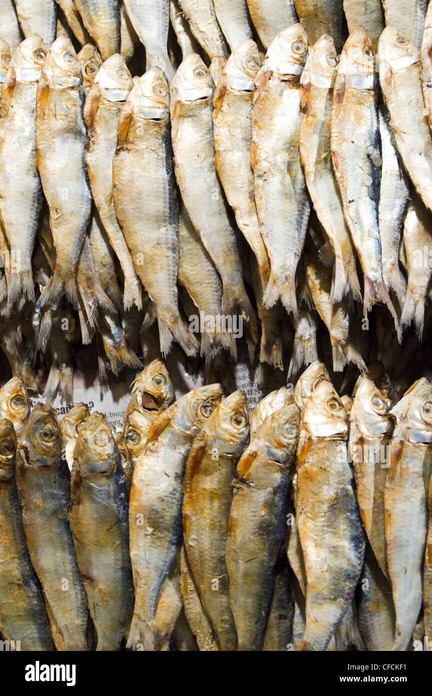 dried fish sold in market, photos taken in philippines. Stock Photo