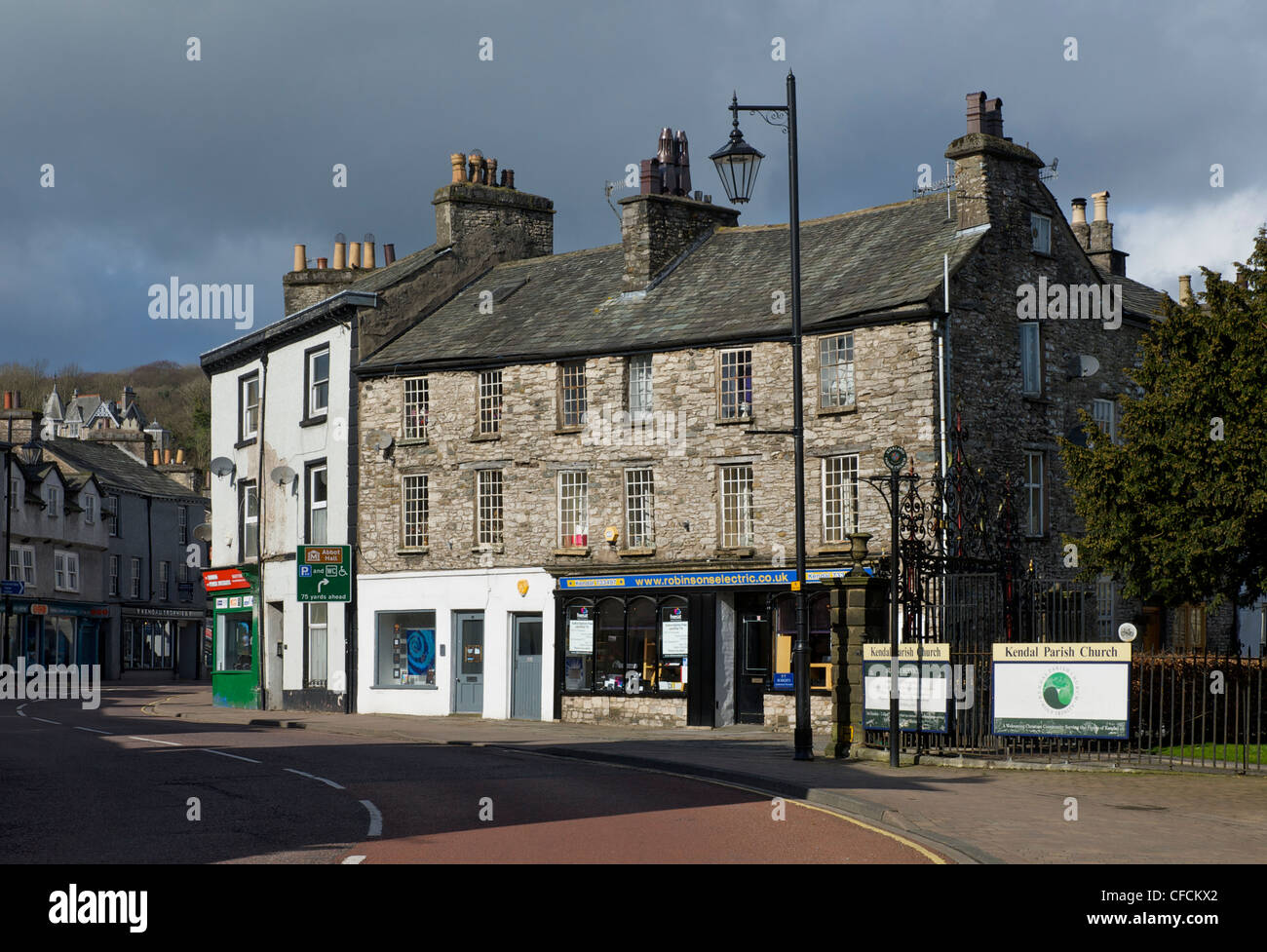 Shops on Highgate, Kendal, Cumbria, England UK Stock Photo Alamy