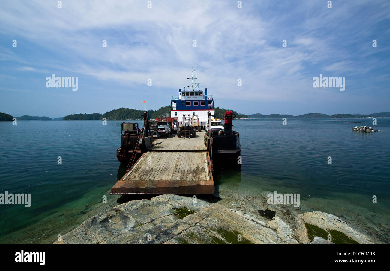 The MV Auror135 ft landing barge set it's loading Stock Photo