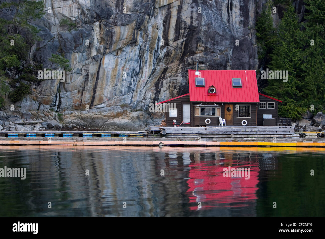 neat picturesque floathouse  Gilford Island near Stock Photo