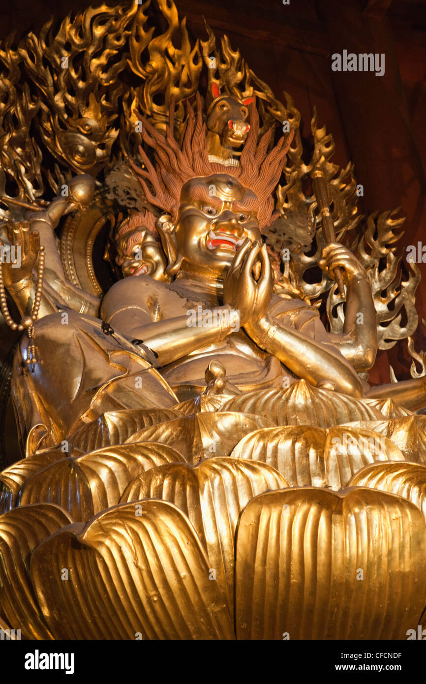 Japan, Nikko, Rinnoji Temple, Wooden and Gilt Buddha Statue Stock Photo