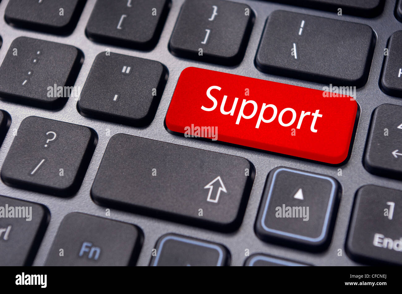 message on keyboard enter key, for online support concepts. Stock Photo