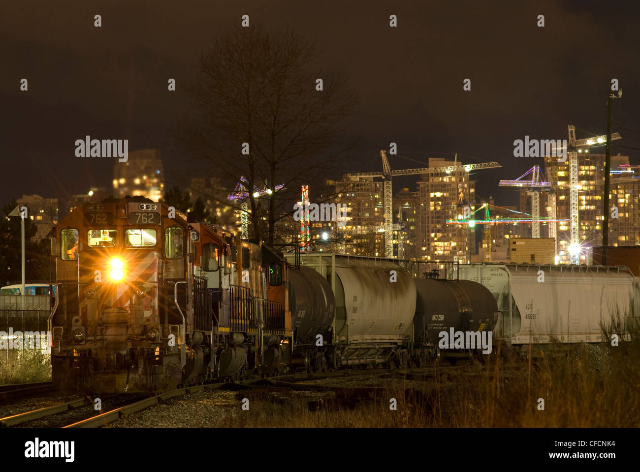 BC Rail freight train in Vancouver. Stock Photo