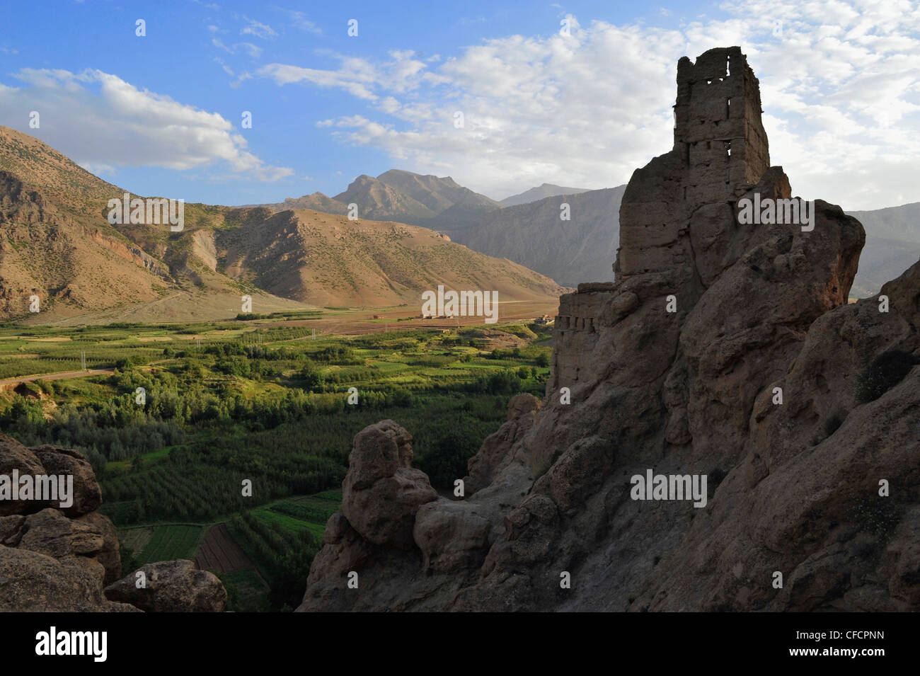 Ruin of an old fortress above Agouti village, Ait Bouguemez, High Atlas, Morocco, Africa Stock Photo