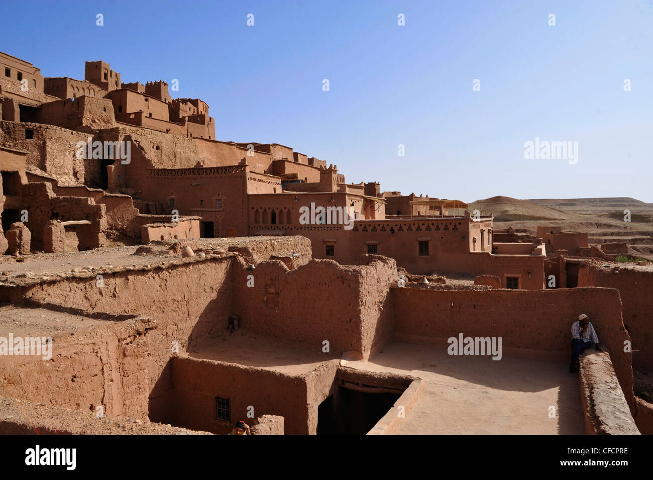 View above the flat roofs kasbah ait benhaddou ait benhaddou atlas mountains
