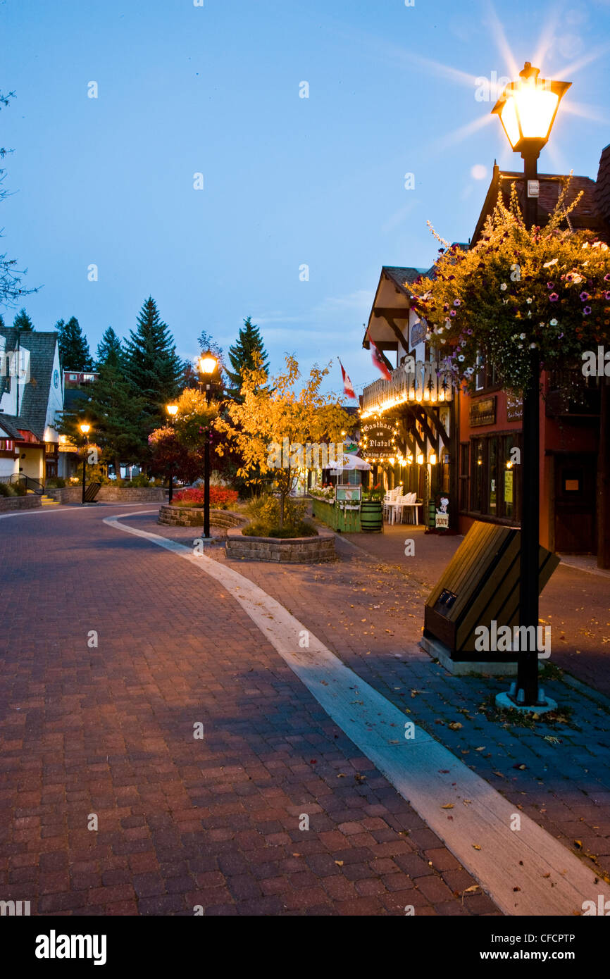 The Platzl at night, Kimberley, British Columbia, Canada Stock Photo