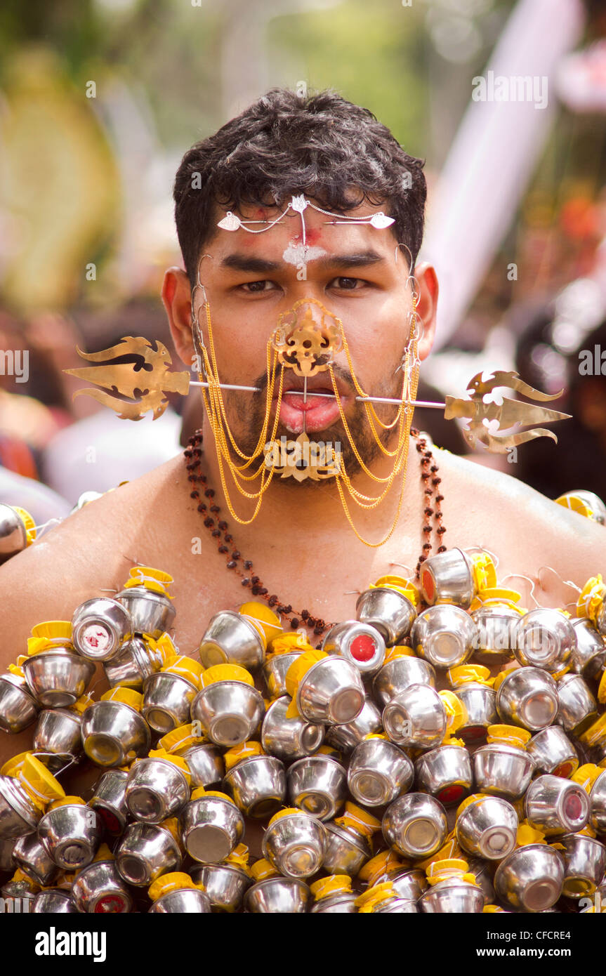 Mortification of the flesh body piercing of Thaipusam Malaysia in