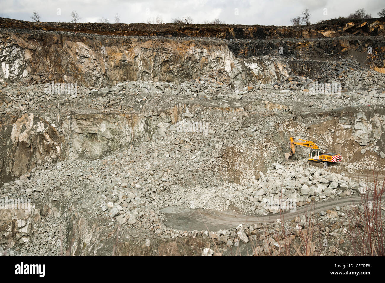 heavy vehicles working extracting aggregates at the Tarmacowned quarry
