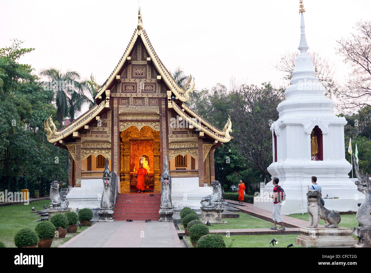 Buddhist temple Wat Phra Sing and Lai Khan chapel, Chiang Mai, Thailand, Asia Stock Photo