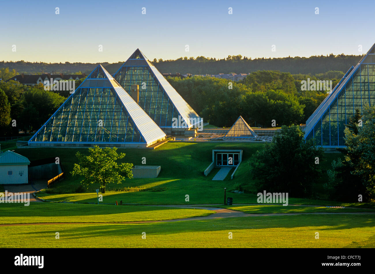 Glass pyramids, Muttart Conservatory, Edmonton, Alberta, Canada Stock