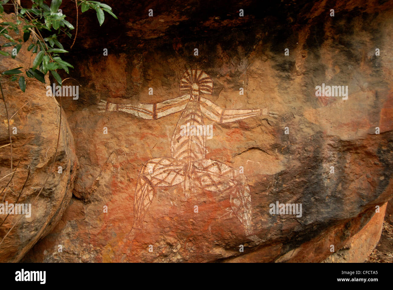 Aboriginal paintings in rock shelter in quartzite cliff, Nourlangie Rock, Kakadu National Park, Northern Territory, Australia Stock Photo
