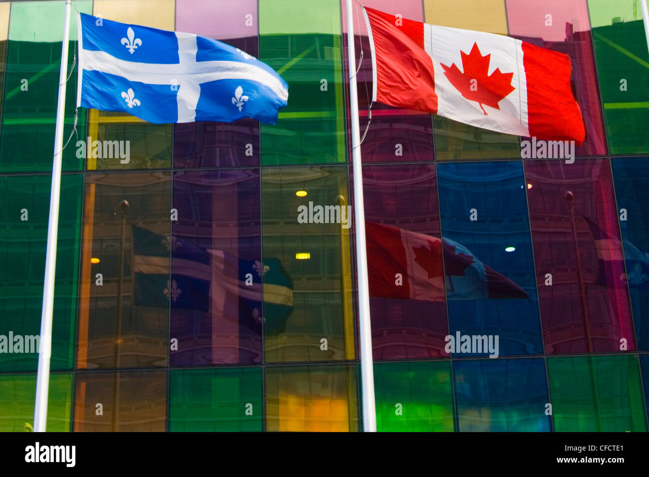 Coloured glass walls of the Palais de Congres de Montreal (Montreal convention center), Montreal. Quebec, Canada. Stock Photo