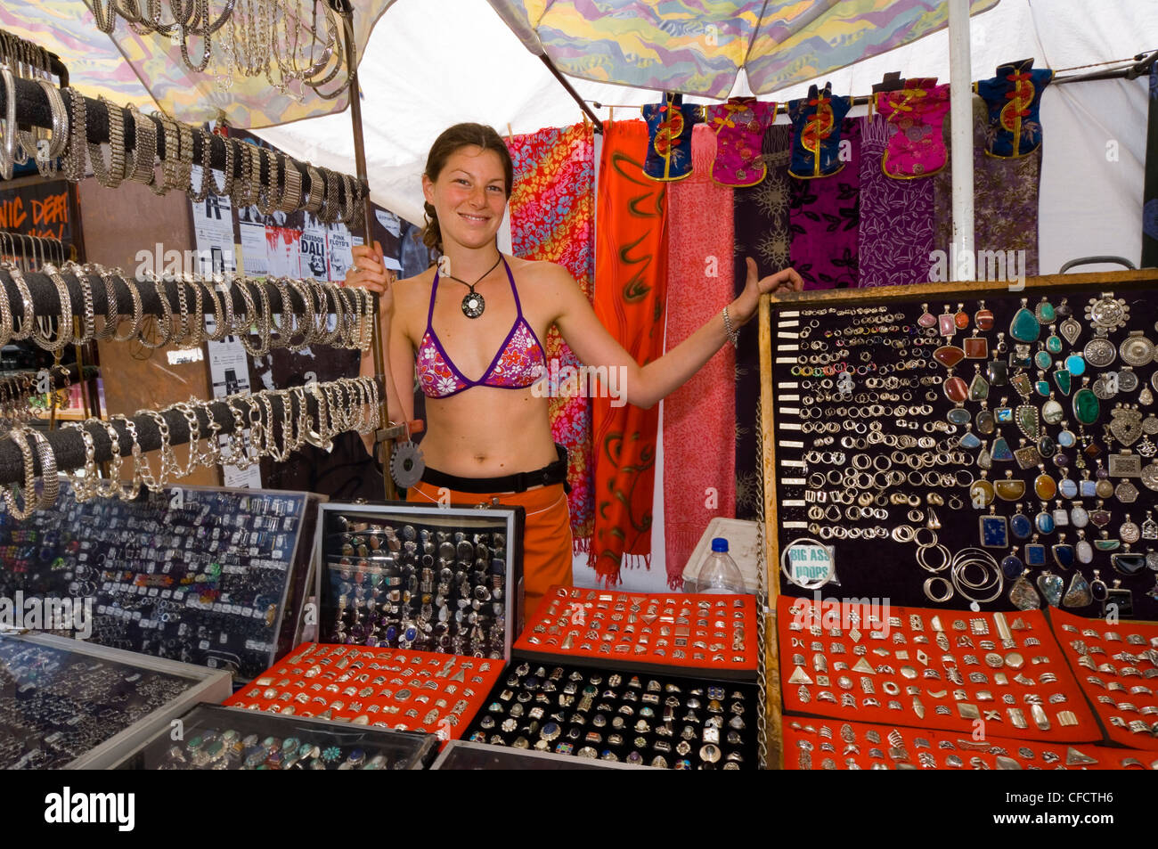 Outdoor jewelry vendor on Queen Street, Toronto, Ontario, Canada Stock Photo