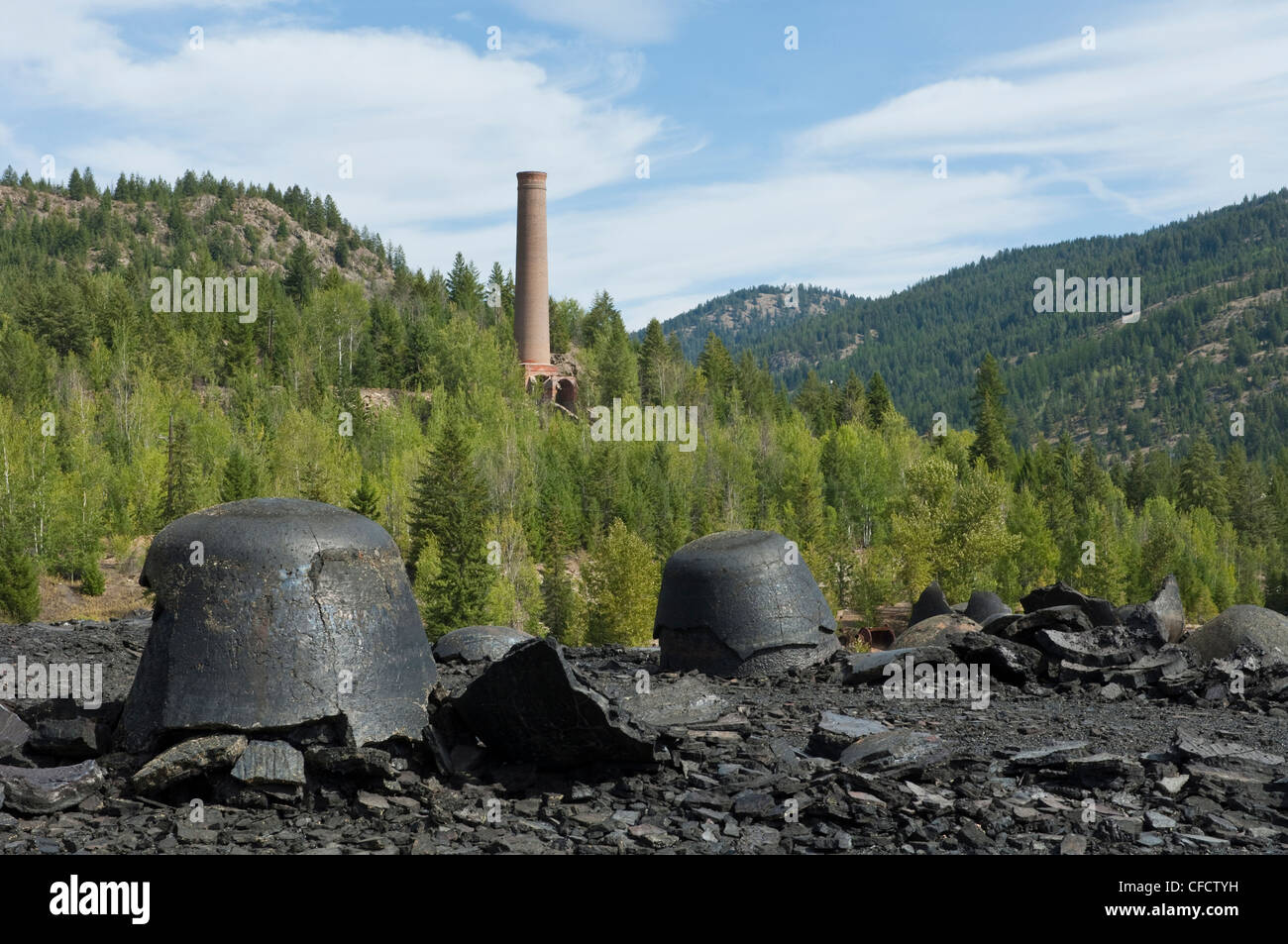 Slag Britain Abandoned smelter with Hell's Bells slag forms at Greenwood, British ...