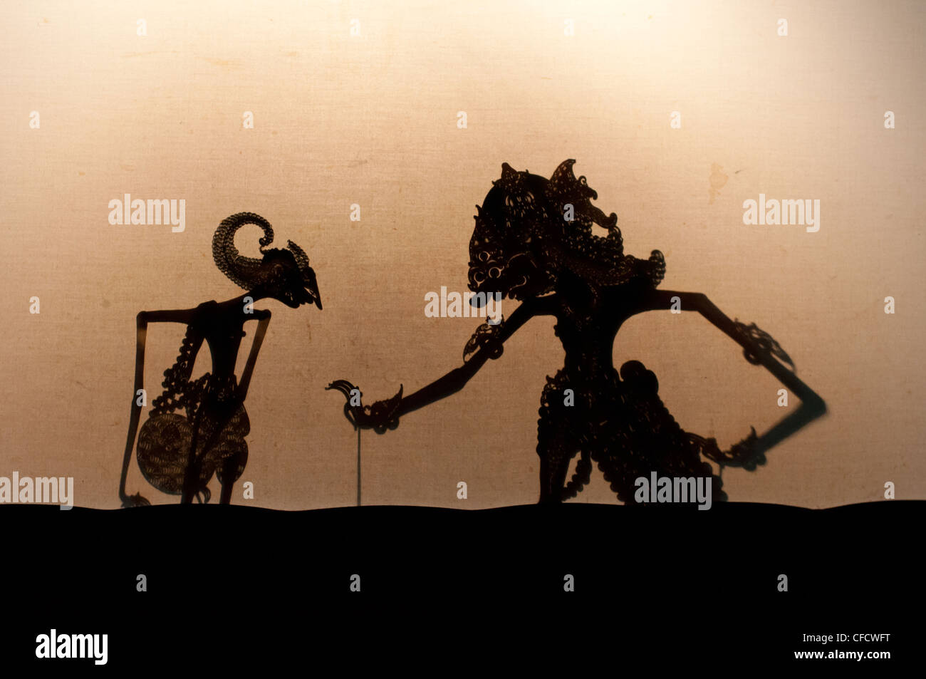 Wayang Kulit, Javanese theater of puppet's shadows Stock Photo
