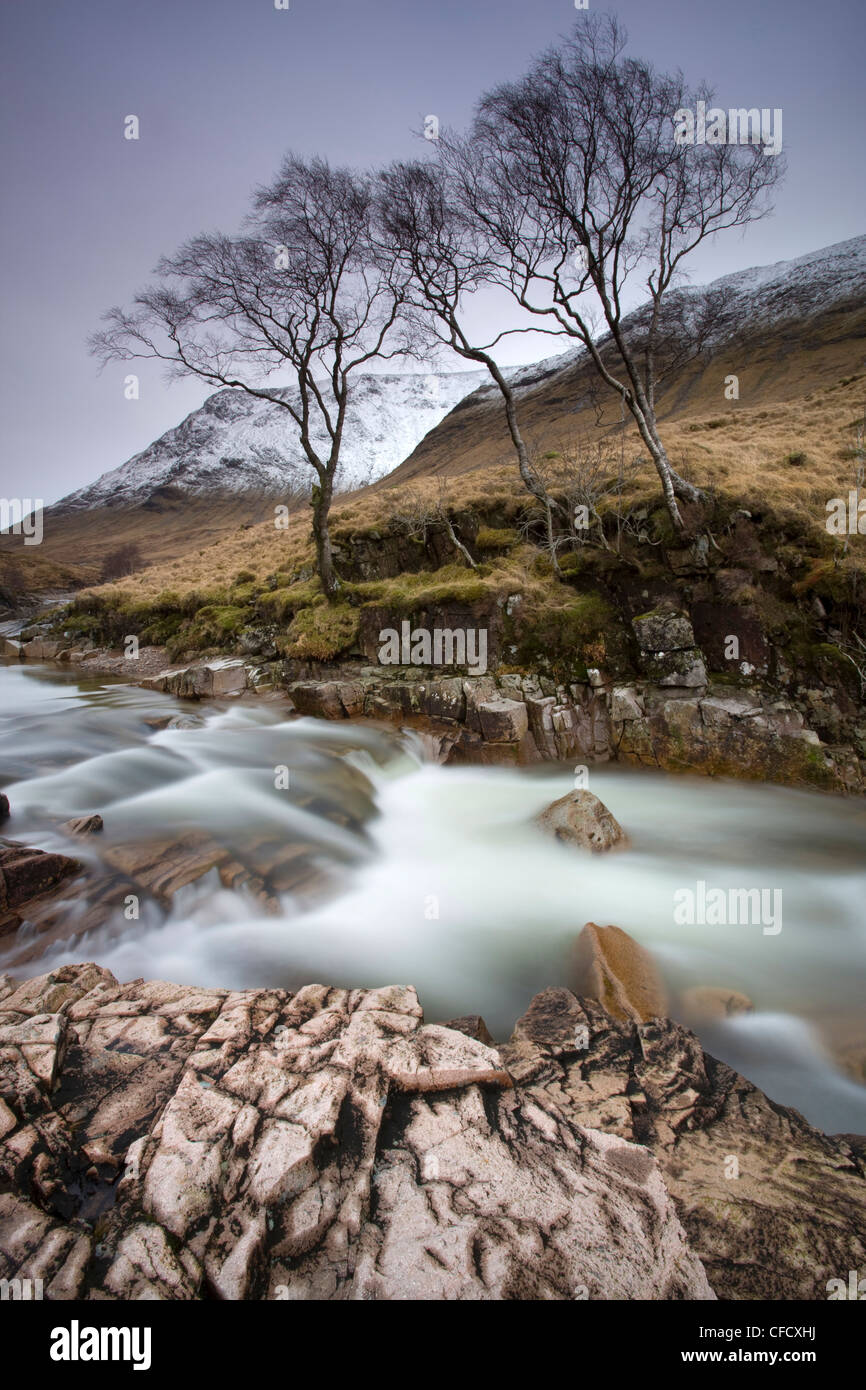 River Etive flowing through a narrow granite gorge, Glen Etive, Highland, Scotland, United Kingdom, Europe Stock Photo