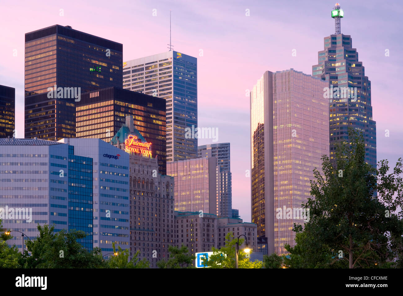 The Fairmont Royal York and Financial District, Downtown Toronto, Ontario, Canada Stock Photo