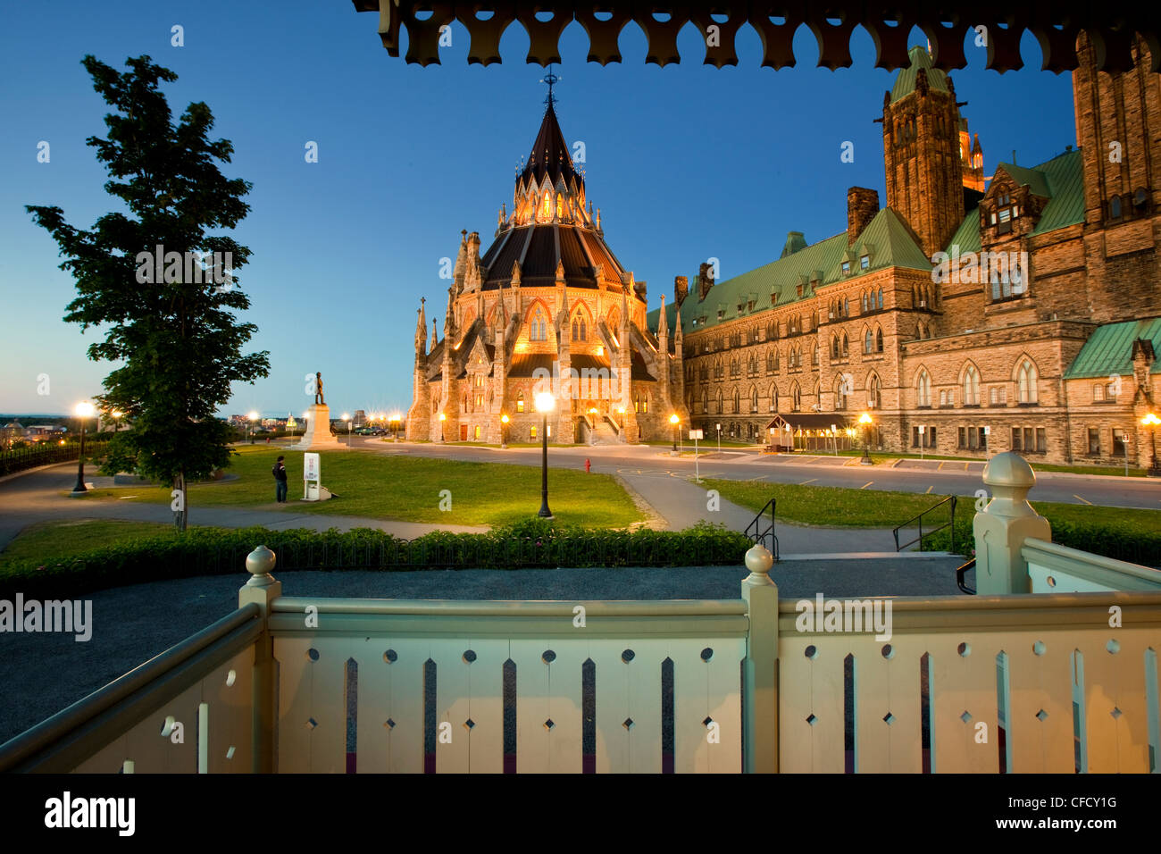 The Library of Parliament from Gazebo, Center Block, Parliament Hill, Ottawa, Ontario, Canada Stock Photo