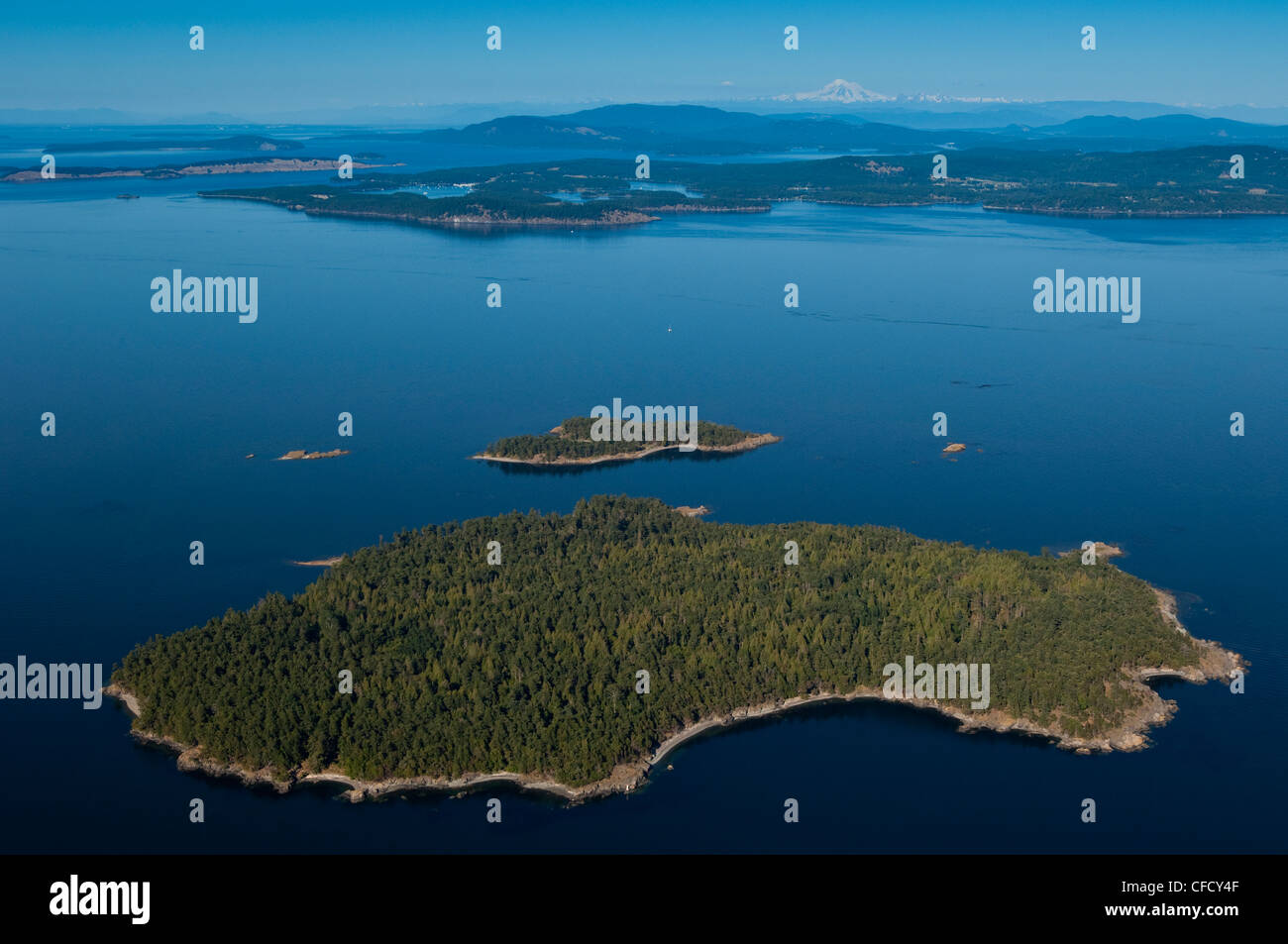 Darcy Island and Haro Strait, San Juan Islands beyond, British Columbia, Canada Stock Photo