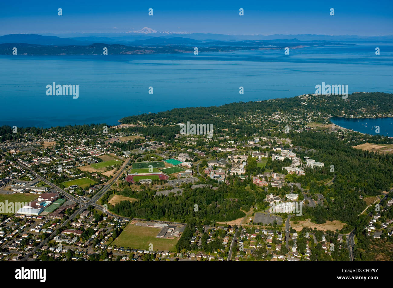 University of Victoria aerial, Saanich, British Columbia, Canada Stock Photo