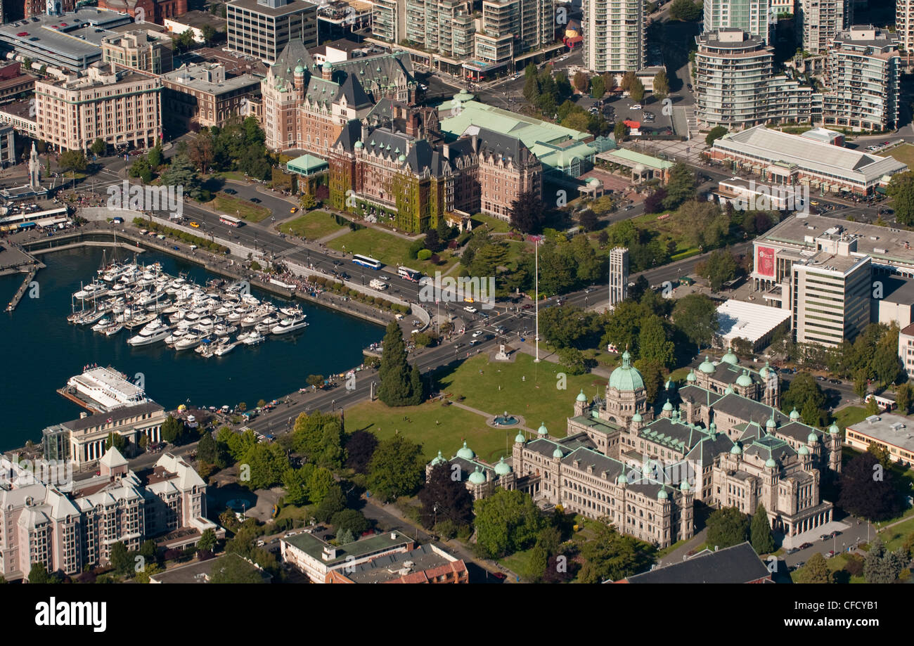Aerial of Victoria Legislature, British Columbia, Canada Stock Photo