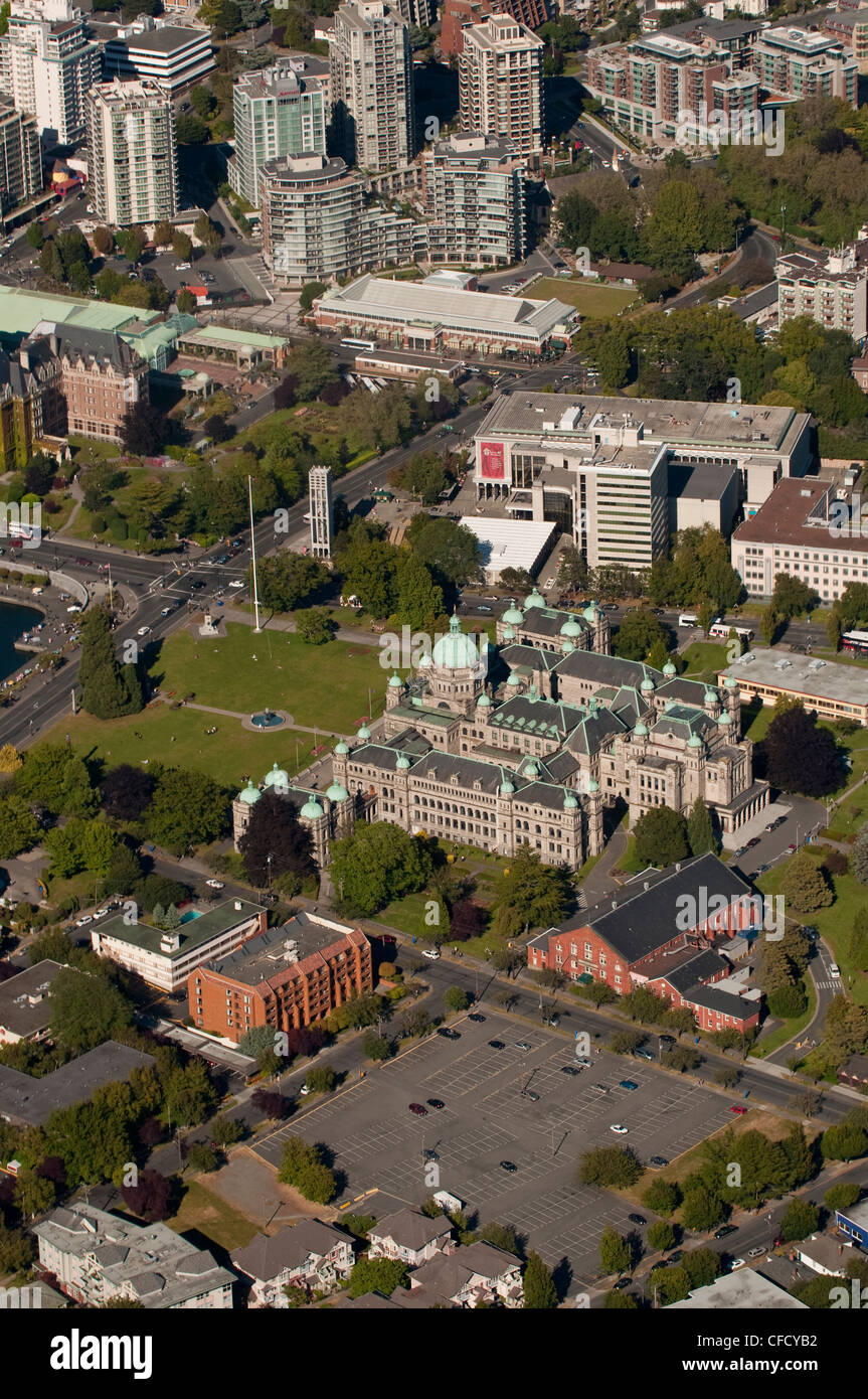 Aerial of Victoria Legislature, British Columbia, Canada Stock Photo