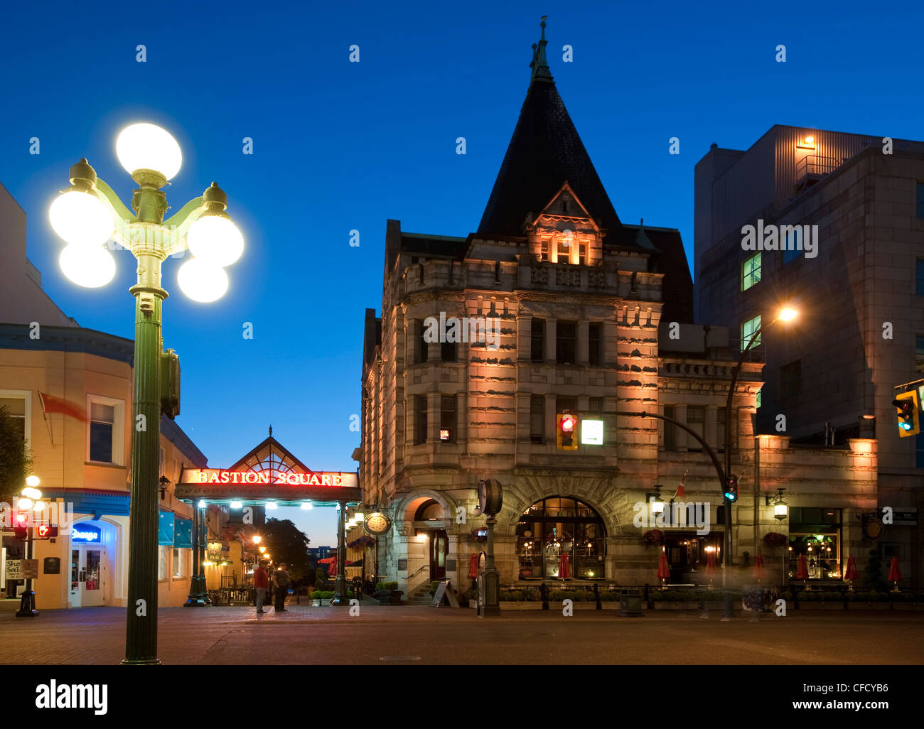 Bastion Square entrance and Irish Times, Government Street, Victoria, British Columbia, Canada Stock Photo