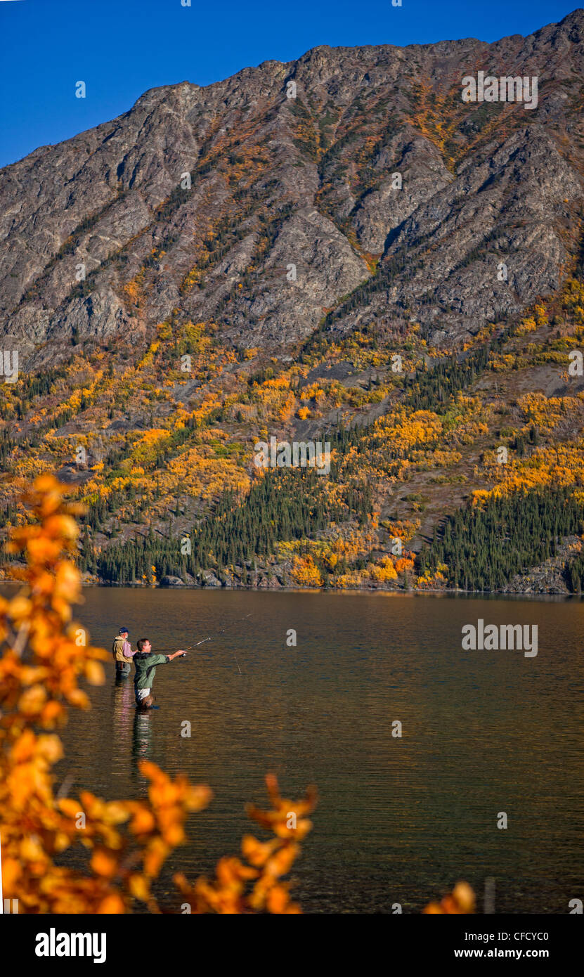 Fishermen in Tagish Lake, Yukon, Canada Stock Photo Alamy