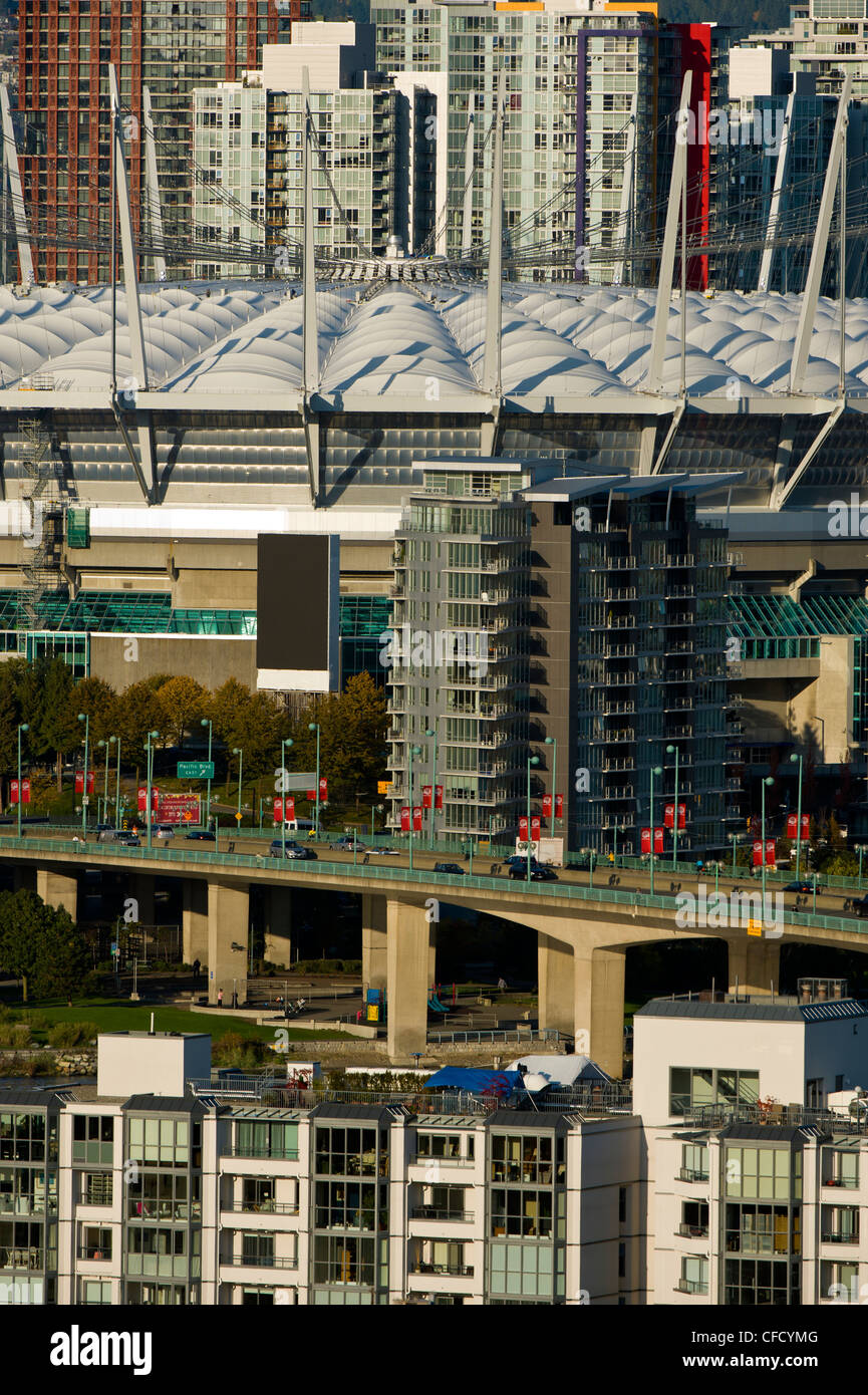 BC Place Stadium with Cambie Bridge, Vancouver, British Columbia, Canada Stock Photo