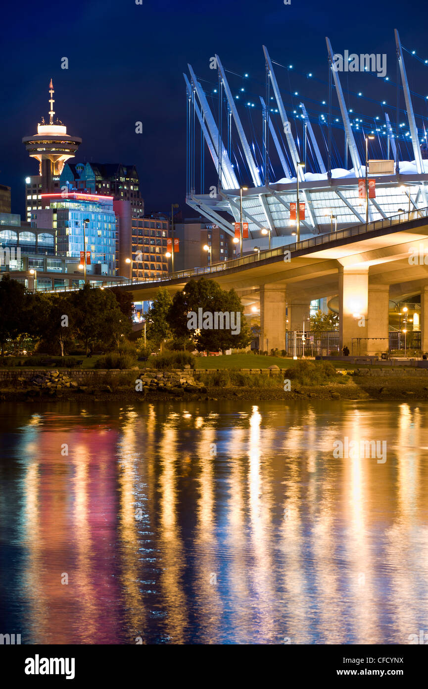 BC Place Stadium with Cambie Bridge, False Creek, Vancouver, British Columbia, Canada Stock Photo