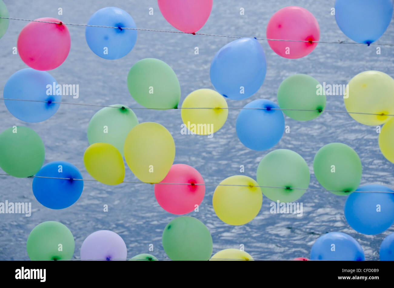 Colored party balloon tied with string 22069282 PNG