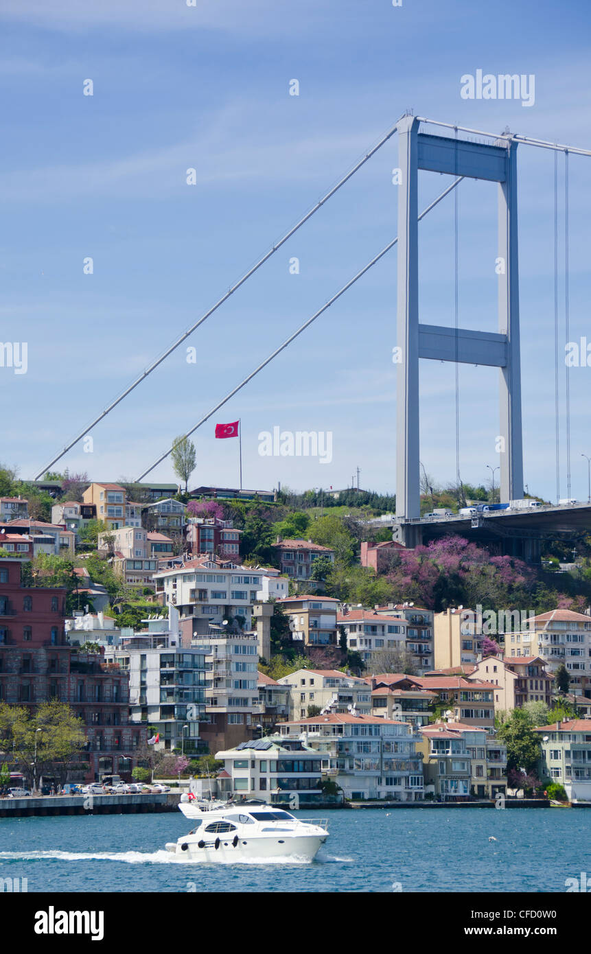 The Fatih Sultan Mehmet Bridge, also known as the Second Bosphorus Bridge, Istanbul, Turkey Stock Photo
