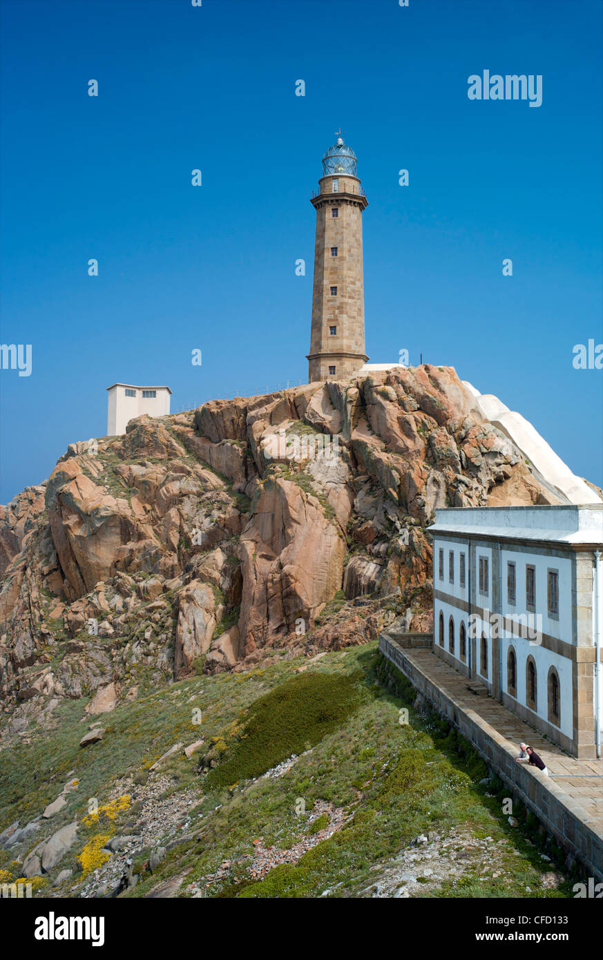 Lighthouse and museum, Cabo Vilan, Galicia, Spain, Europe Stock Photo