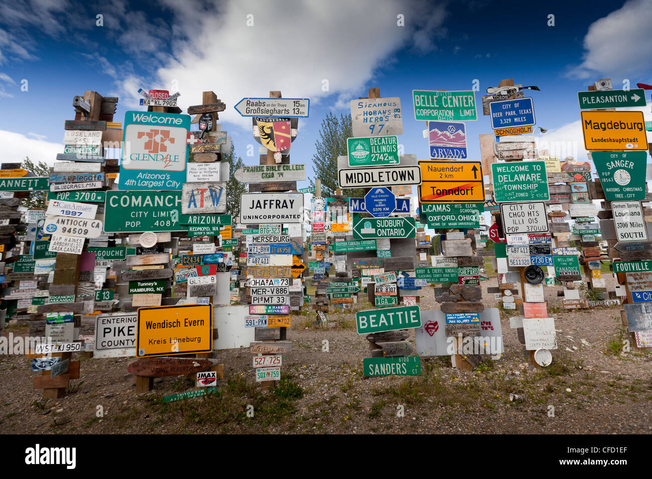 The Signpost Forest, Watson Lake, Yukon Territory, Canada Stock Photo