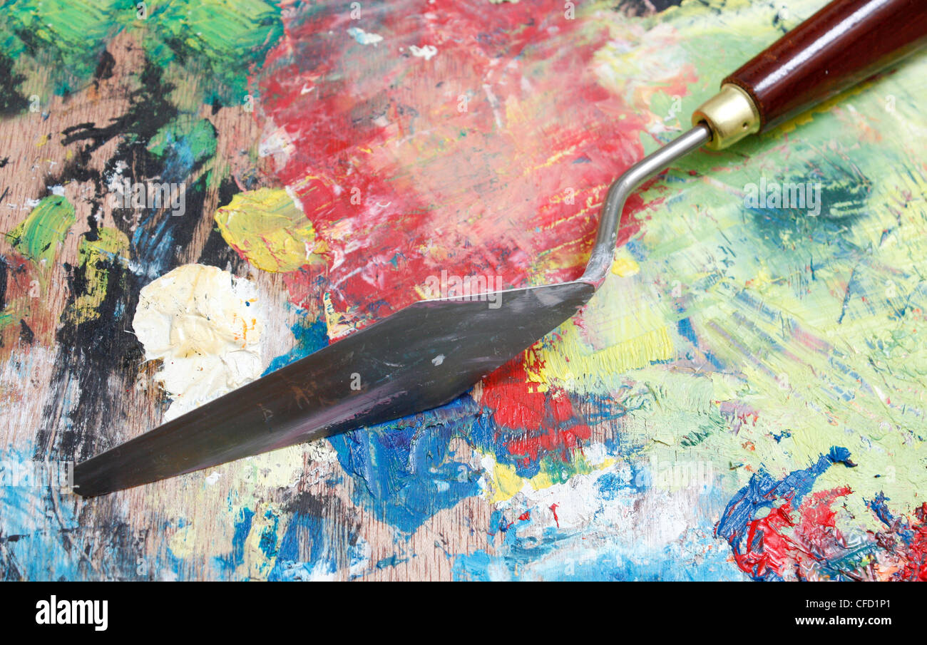Painting with palette knife Stock Photo