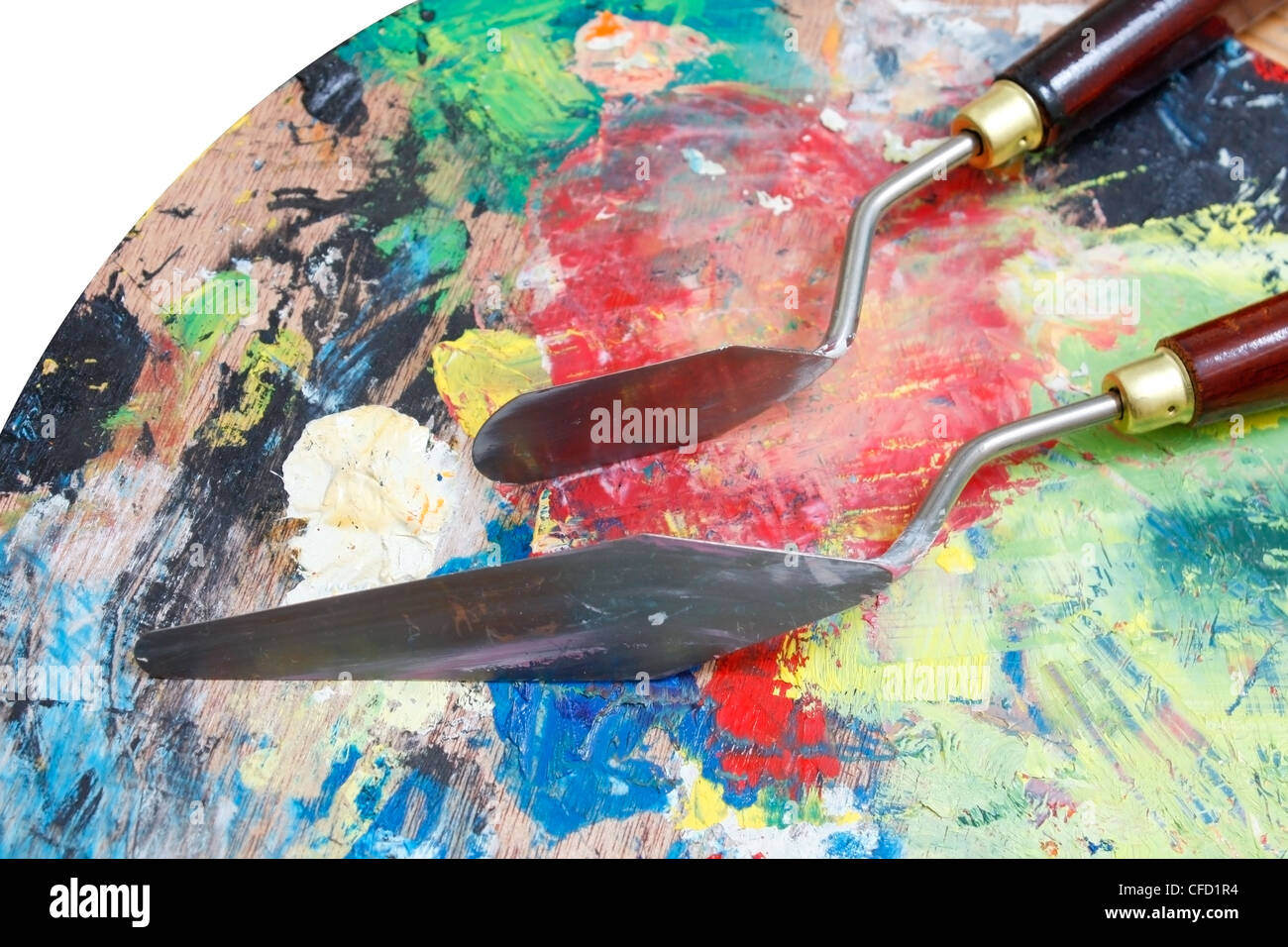 Painting with palette knife Stock Photo