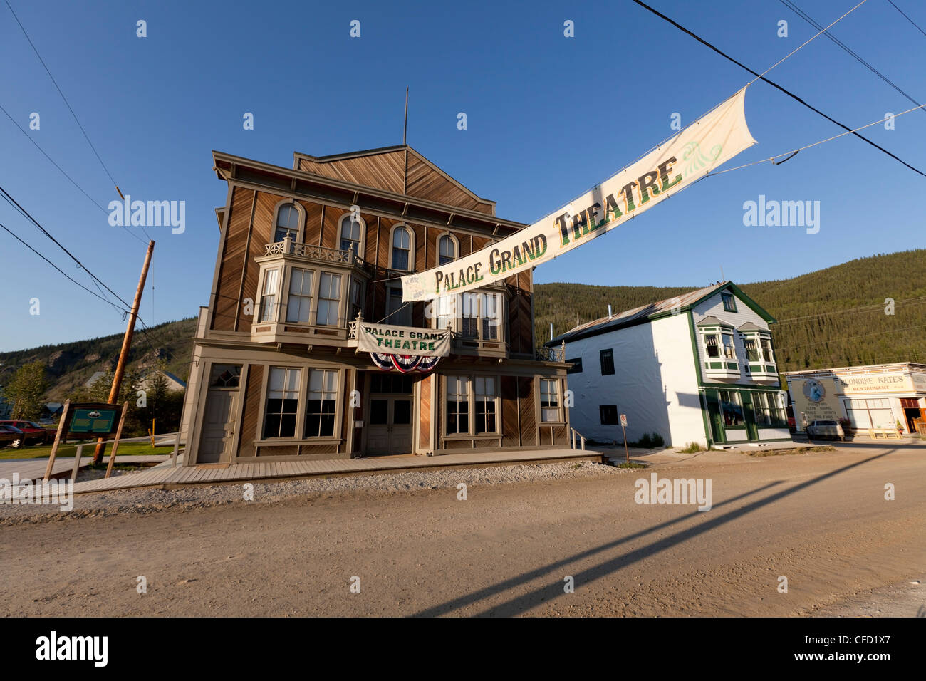 The Palace Grand Theatre part of the Dawson Historical Complex National Historic Site of Canada in Dawson, Yukon, Canada Stock Photo
