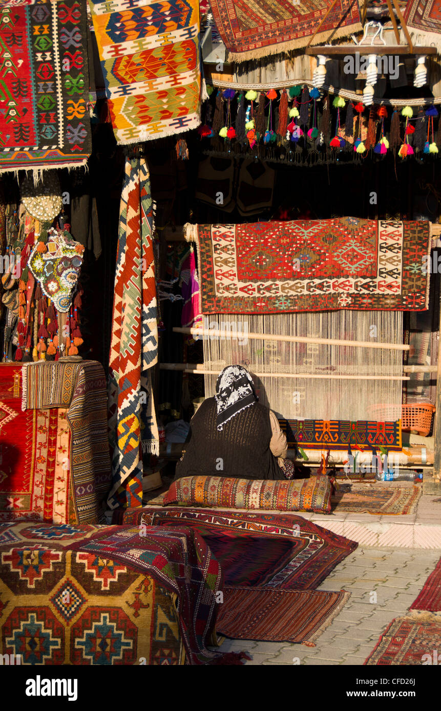 Rug shop with weaver at Goreme, Cappadocia, also Capadocia, Central