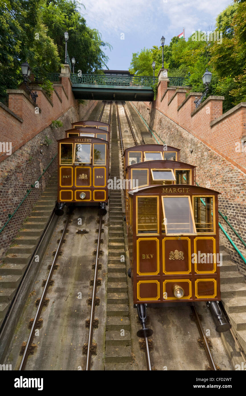 Buda Castle Funicular railway, Castle District, Pest side of the Danube, Central Budapest, Hungary, Europe Stock Photo