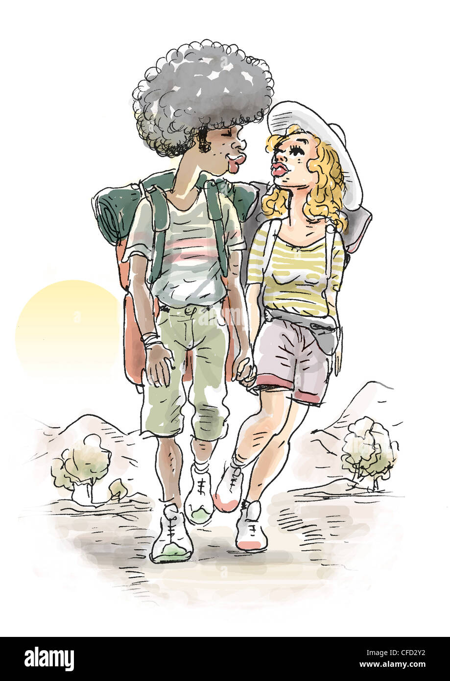 Young couple trekking Stock Photo