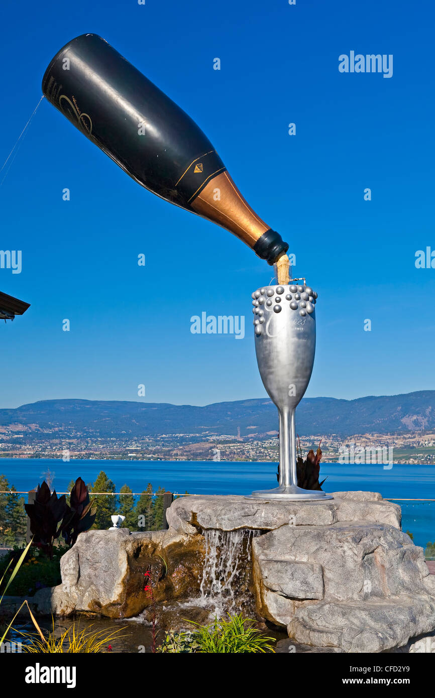 Large bottle sparkling wine goblet Summerhill Stock Photo