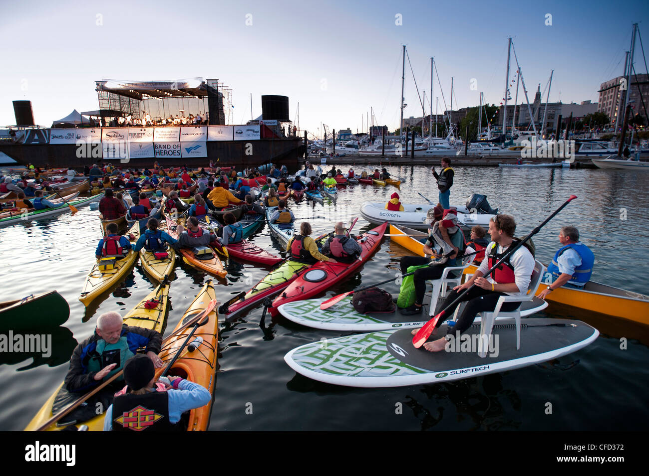 Inner Harbour crowds at annual Symphony splash event, Victoria, British Columbia, Canada Stock Photo
