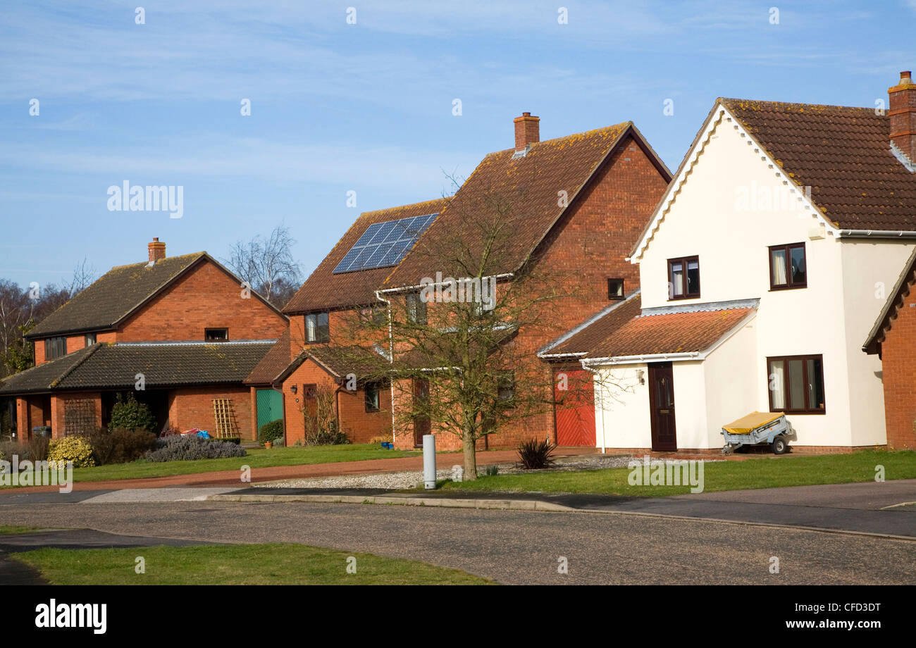 Modern suburban housing in new private estate, Martlesham Heath
