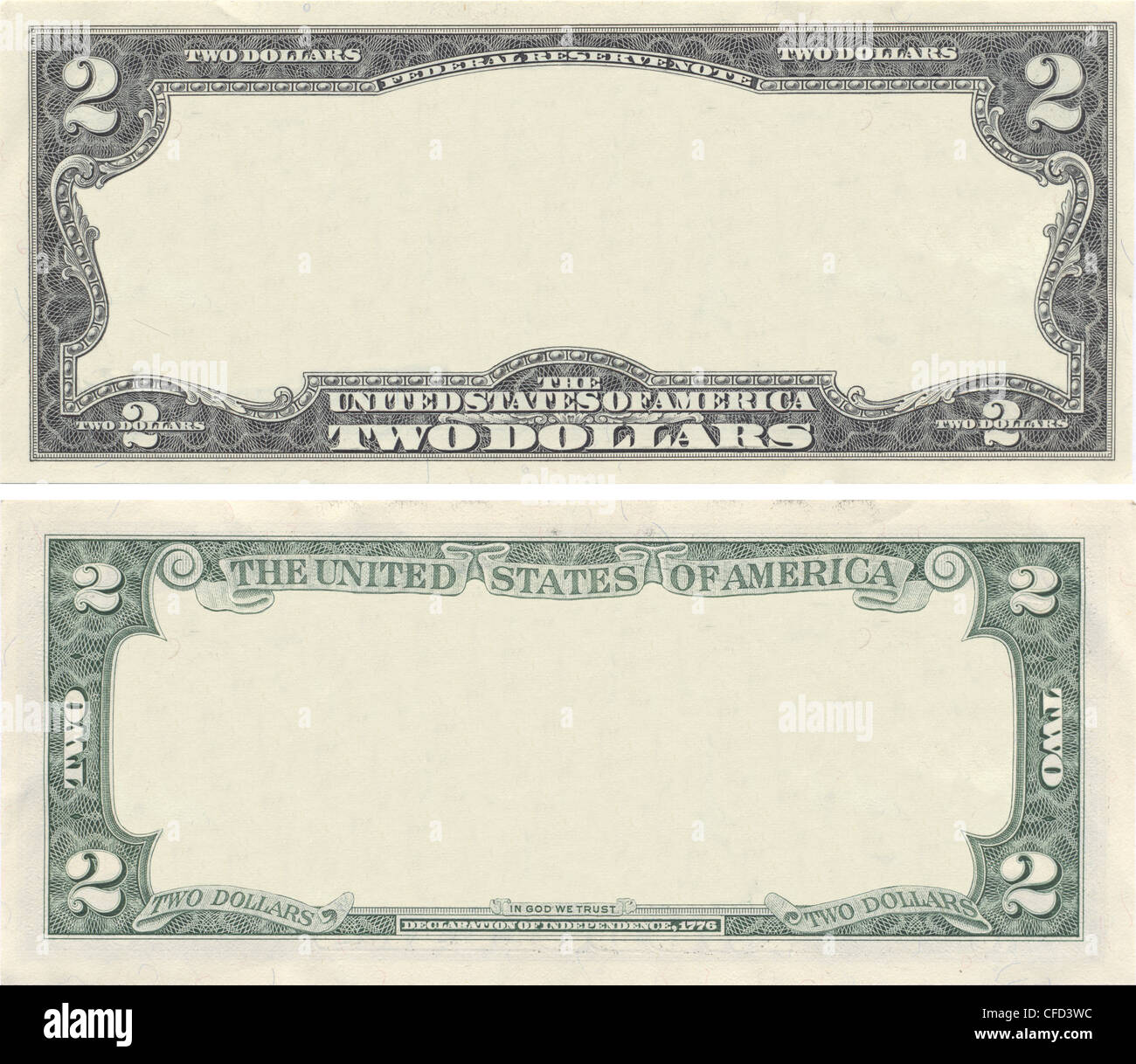 Clear 2 dollar banknote pattern for design purposes Stock Photo Alamy
