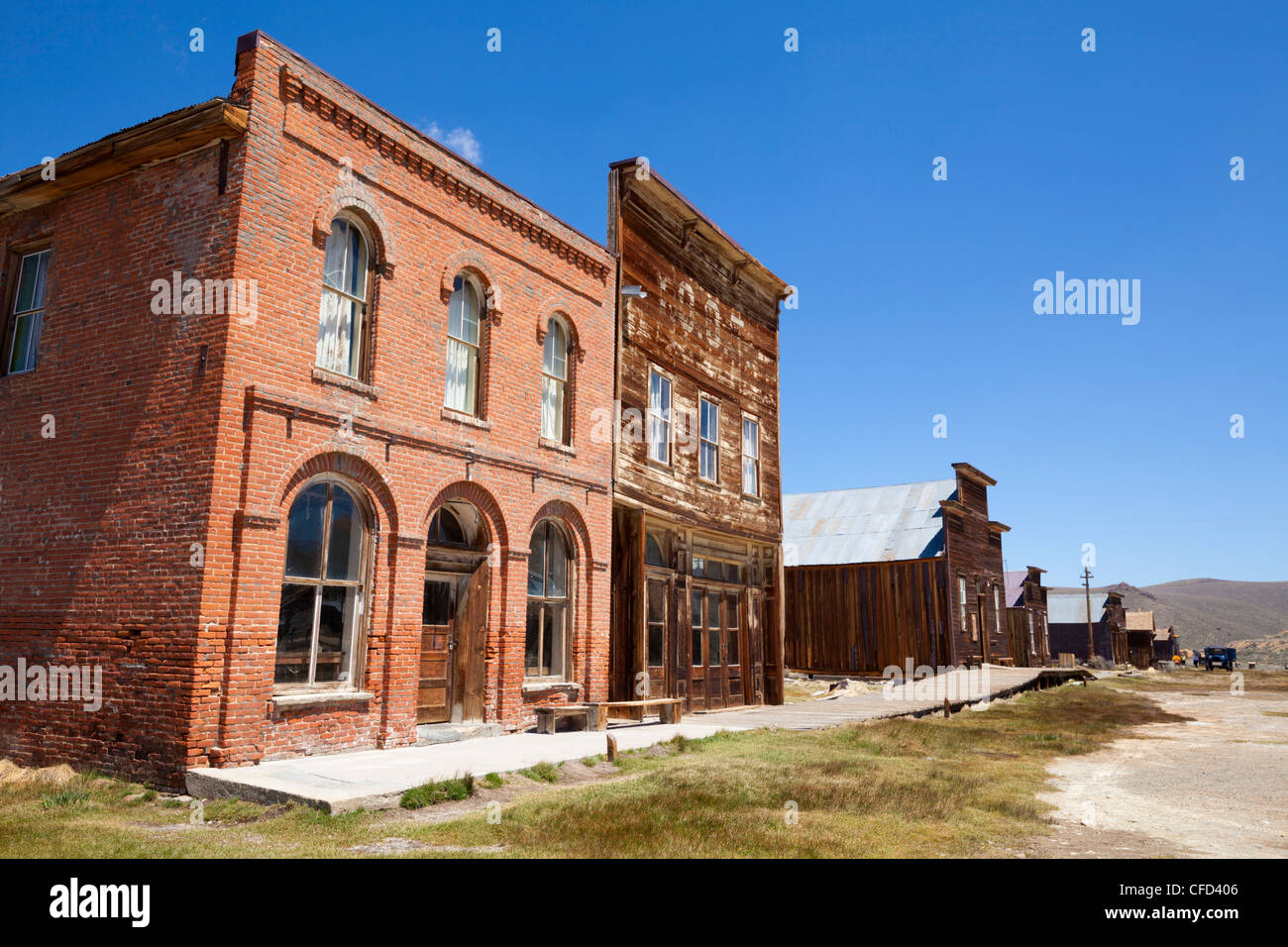 Brick Post Office and Dechambeau hotel, Bodie, Bodie State Historic Park, Bridgeport, California, USA Stock Photo